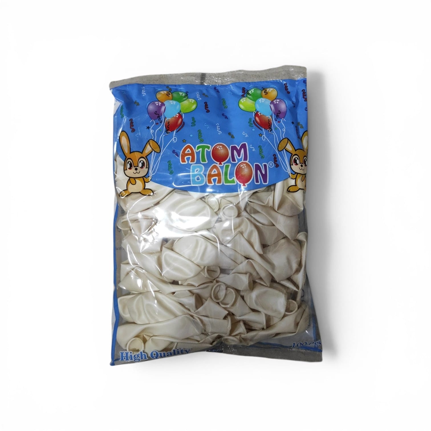 toptan atom metalik balon beyaz 12 inç 100 lü